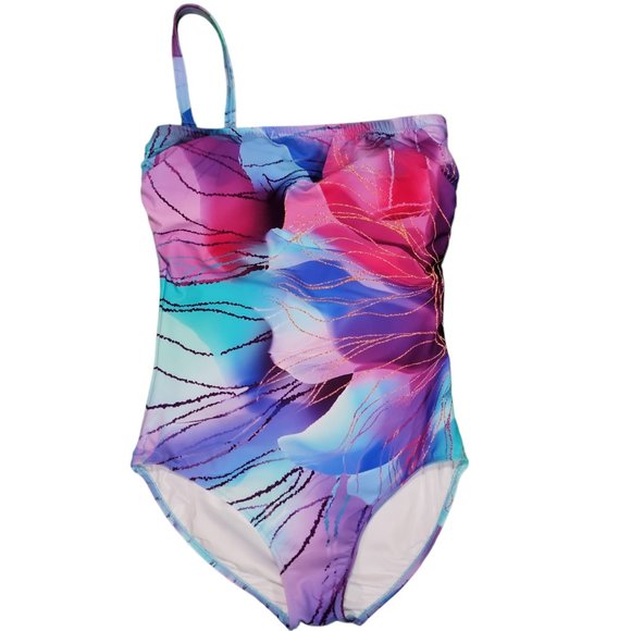 Gottex Women's Standard Golden Blossom Bandeau One Piece Sz 8 - Picture 2 of 5